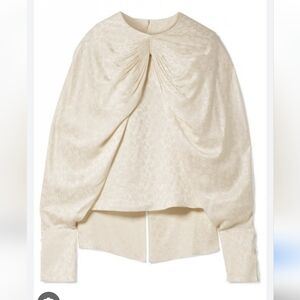 Hellessy Cream Cape Sleeve Blouse With Ruched Neck Size 4 NWT